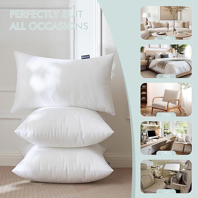 MIULEE Set of 2 Throw Pillow Inserts 26x26 Inches, Non-Woven Decorative Pillow Inserts for Living Room