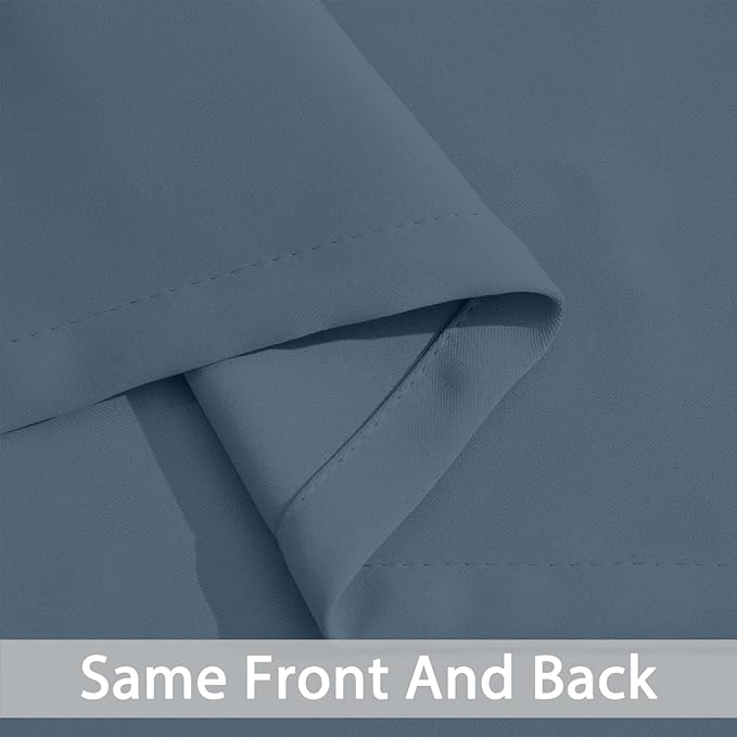 Yakamok 72 Inch Length Blackout Curtains for Bedroom, Room Darkening Thermal Insulated Solid Grommet Panels for Living Room(42Wx72L, Stone Blue, 2 Panels)