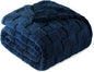 Exclusivo Mezcla King Size Flannel Fleece Blanket, Super Soft and Warm Lightweight Checkered Pattern Blankets for All Seasons, 90x104 Inches, Navy Blue