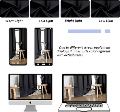 Simplebrand Ava Black Short 30 Inches Blackout Curtain 2 Panels Set, Half Window Rod Pocket Privacy Curtain Tiers for Kitchen, Curtains Blackout for Bathroom Shades, W30 x L30 Inch, Black