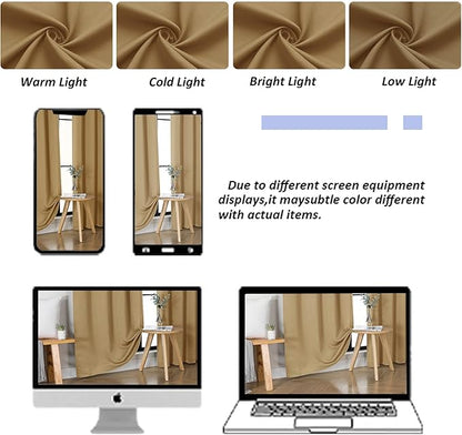 Simplebrand Ava Gold Blackout Curtains for Bedroom 96 Inches Long 2 Panels, Solid Thermal Insulated, Energy Saving Living Room Window Treatment Curtains Blackout Drapes, W40 x L96 Inch, Gold