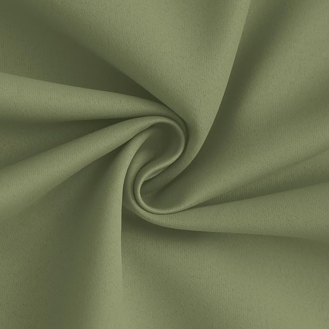 Yakamok 100% Blackout Curtain Panels 63 inches Cold and Light Blocking Drapes for Nursery, 2 Thick Layers Thermal Insulated Draperies (2 Pieces, 40 Wide Each Panel, Sage Front with White Backing)