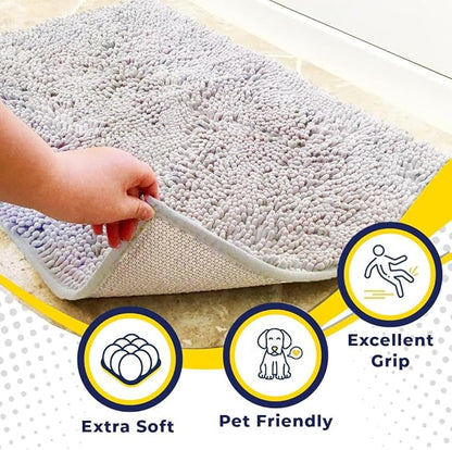 Muddy Mat® | Super Absorbent Door Mat Indoor, Microfiber Quick Dry Chenille Entryway Rug, Non-Slip Front Door Mat, Indoor Mats for Entryway, Machine Washable Pet Rug, White 48"x60"