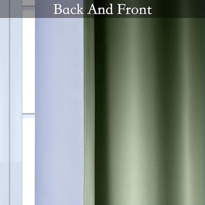 SimpleHome Ombre Room Darkening Curtains for Living Room, Light Blocking Sage Green to Grey White Thick Thermal Insulated Grommet Window Curtains Drapes for Bedroom, 2 Panels, 52x63 inches Length