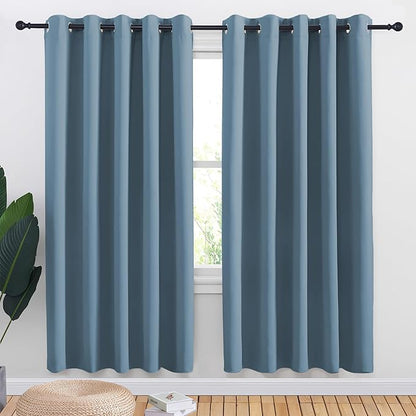 NICETOWN Bedroom Curtains Blackout Drapery Panels, 2 Panels, 70 x 72 inches, Gold Brown, Three Pass Microfiber Thermal Insulated Solid Ring Top Blackout Window Curtains/Drapes