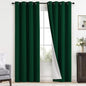 Yakamok 100% Blackout Curtains Dark Green Room Darkening Thermal Insulated with 2 Thick Layers-Hunter Green Window Drapes Set of 2 Panels for Bedroom Living Room 52 Inches by 96 Inches Length