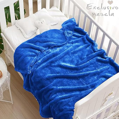 Exclusivo Mezcla Plush Fuzzy Fleece Throw Blanket, Super Soft, Fluffy and Warm Blankets for Couch, Bed, All Season Use (40x50 Inches, Cobalt Blue)