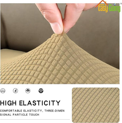 Easy-Going Stretch Cushion Cover Sofa Cushion Furniture Protector Sofa Seat Sofa slipcover Sofa Cover Soft Flexibility with Elastic Bottom(Oversized Sofa Cushion, Beige)