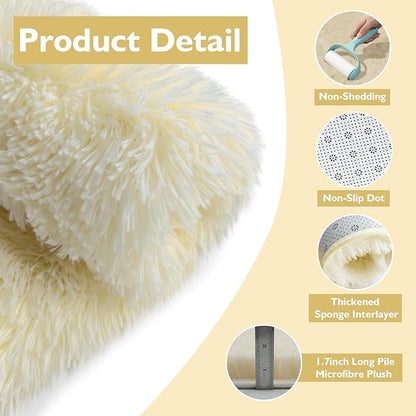 Shag Area Rug for Bedroom 4x6,Ivory Fluffy Area Rugs for Living Room,Soft Fuzzy Rug Non-Shedding Indoor Plush Carpet for Kids Bedroom Nursery Dorm Home Decor