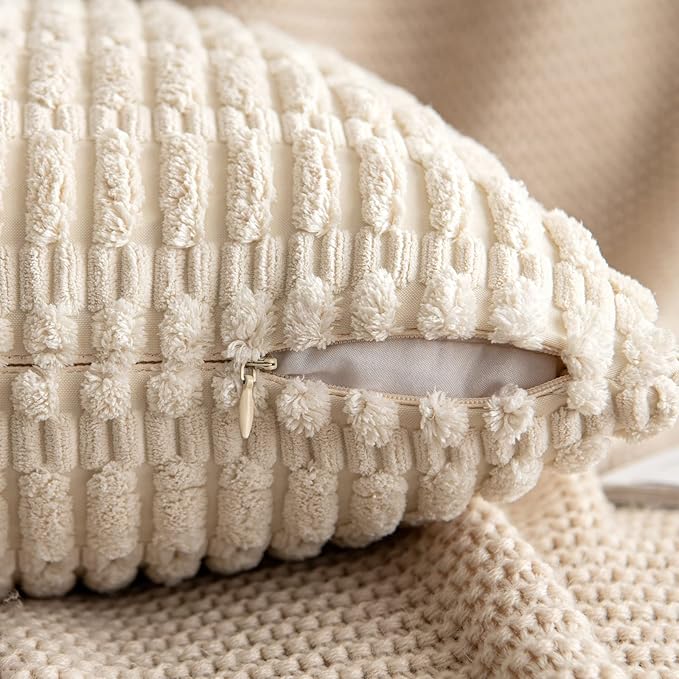 MIULEE Pack of 1 Cream White Long Body Lumbar Decorative Throw Pillow Cover 14x36 Inch for Bed Couch Sofa Living Room Soft Boho Pillow Cover Modern Farmhouse Home Decor