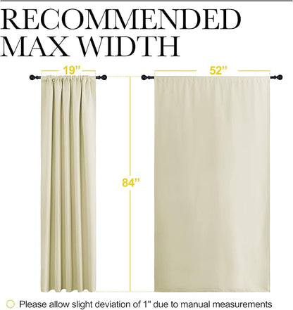 NICETOWN Room Darkening Curtains for Bedroom - Home Decoration Privacy Protection Thermal Insulated Solid Drapes/Draperies for Sliding Glass Door (Beige, Set of 2, 52 x 84 inches)