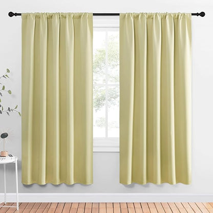 NICETOWN Window Curtains Blackout Drapes, Paler Yellow, 1 Pair, 52 by 72-Inch, Thermal Insulated Solid Rod Pocket Blackout Curtains/Draperies for Living Room