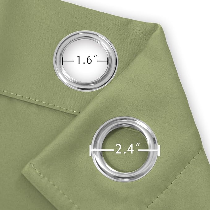LEMOMO Blackout Curtains 66 x 72 Inch Long Sage Green Curtains Set of 2 Panels Room Darkening Curtains for Bedroom and Living Room