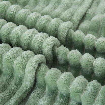 Sage Green Fleece Throw Blanket 50”×60” for Couch Sofa Bed,Super Soft Cozy Plush Microfiber Flannel Blanket with Stripes Design Lightweight for Adults,Woman,Girls
