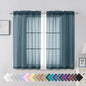 Aiyufeng Dusty Blue Sheer Curtains 45 inches Long, Short Kitchen Window Treatment Solid Sheers Cafe Curtains Bathroom Voile Half Window Curtains 2 Panels, Rod Pocket, 42" Wx45 L