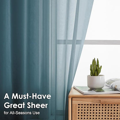 OVZME 2 Pieces Dusty Blue Sheer Curtains 84 inches Long-Lightweight Soft Window Treatment Panels for Master Room/Living Room, 2 Panels=84" W, Each W42 x L84