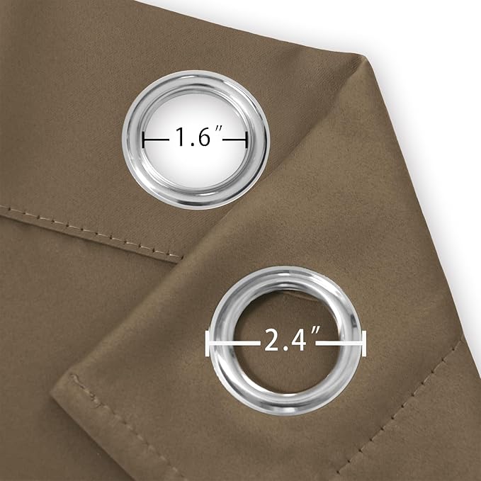 LEMOMO Brown Thermal Blackout Curtains/38 x 63 Inch/Set of 2 Panels Room Darkening Curtains for Bedroom