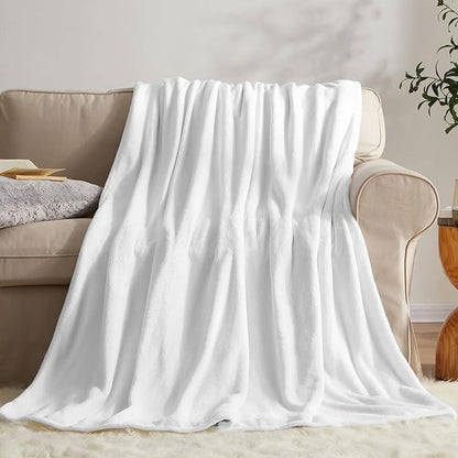 KMUSET Fleece Blanket White Queen Size Lightweight Cozy Plush Microfiber Bed Blanket Factory Shop