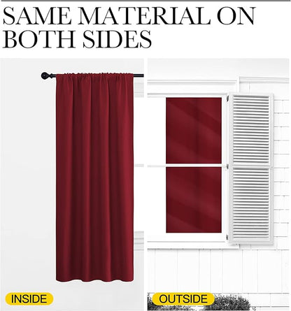 NICETOWN Living Room Curtains for Window - Energy Efficient & Noise Reducing Thermal Insulated Rod Pocket Blackout Drapes/Draperies for Living Room (Burgundy Red, 2 Panels, W52 inches x L84 inches)