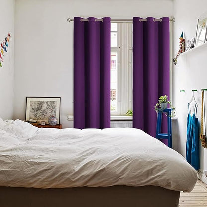BGment Blackout Curtains - Grommet Thermal Insulated Room Darkening Bedroom and Living Room Curtain, Set of 2 Panels (42 x 84 Inch, Royal Purple)