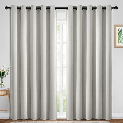 Yakamok Blackout Curtains Room Darkening Thermal Insulated Window Panels,Solid Grommet Top Drapes for Bedroom/Living Room(70Wx84L, Light Beige, 2 Panels)