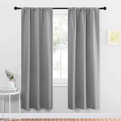 NICETOWN Sidelight Curtains for Front Door - Home Decoration Thermal Insulated Rod Pocket Blackout Blinds & Drapes for Small Windows (Silver Grey, 2 Panels, W34 x L72 -Inch)