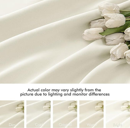 MIULEE Cream Back Tab Blackout Curtains 90 Inches Long 2 Panels Set for Living Room Bedroom Privacy, Rod Pocket/Pinch Pleat Thermal Insulated Room Darkening Pleated Light Blocking Drapes
