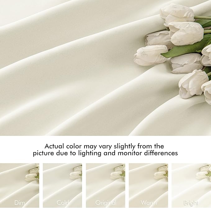 MIULEE Cream Back Tab Blackout Curtains 84 Inch Length 2 Panels Set for Living Room Bedroom Privacy, Rod Pocket/Pinch Pleat Thermal Insulated Room Darkening Pleated Light Blocking Drapes