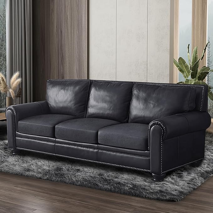 Leather Look Couch Cushion Covers Sofa Seat Slipcovers Sets Couches Furniture Protector for Sectional Armchair Loveseat Pets Kids Stretch Spandex Fabric (3 Cushion Sofa, Dark Grey)