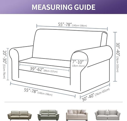 Joccun Stretch Loveseat Couch Cover, 1-Piece Sofa Cover for 2 Cushion Couch Spandex Jacquard Washable Furniture Protector Cover for Living Room,Kids,Pets（Loveseat,Peacock Blue）