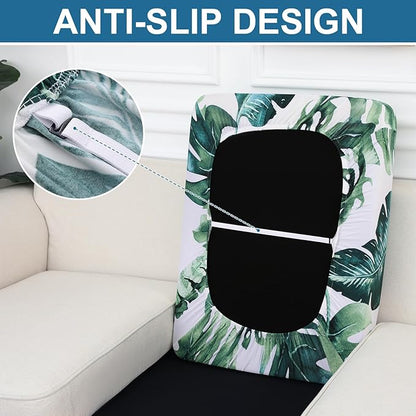 Smiry Printed Couch Cushion Covers, Stretch Soft Couch Covers for Sofa, Washable Non-Slip Sofa Slipcover Furniture Protector for Indoor and Outdoor (Large, Green)