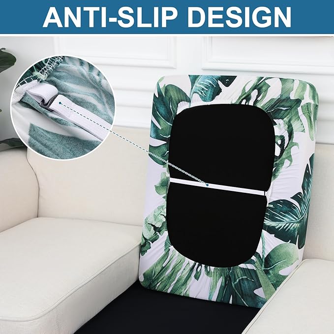 Smiry Printed Couch Cushion Covers, Stretch Soft Couch Covers for Sofa, Washable Non-Slip Sofa Slipcover Furniture Protector for Indoor and Outdoor (Medium, Green)