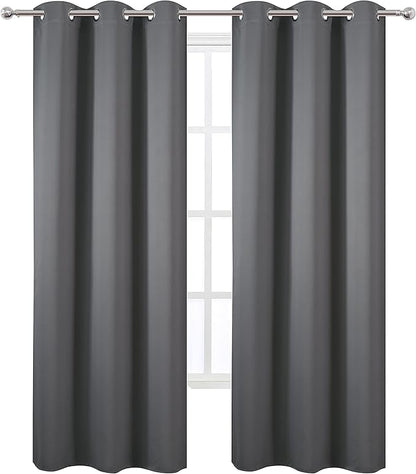 LEMOMO Grey Thermal Blackout Curtains/38 x 84 Inch/Set of 2 Panels Room Darkening Curtains for Bedroom