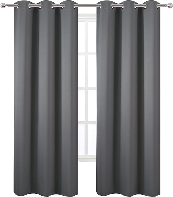 LEMOMO Grey Thermal Blackout Curtains/42 x 84 Inch/Set of 2 Panels Room Darkening Curtains for Bedroom