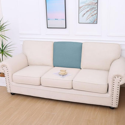 hyha Waterproof Couch Cushion Covers for Pets, Non Slip Sofa Seat Cover for Dogs Washable, Soft Thick Stretch Jacquard Fabric, Sofa Slipcovers with Elastic Bottom (1 Piece for Backrest L, Lake Blue)