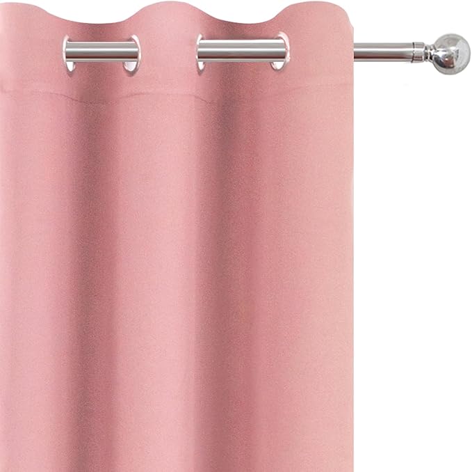 LEMOMO Blackout Curtains 52 x 90 Inch Long Pink Curtains Set of 2 Panels Room Darkening Curtains for Bedroom and Living Room
