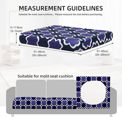 8Pcs Outdoor Cushion Covers, Patio Cushion Covers,Stretch Elastic Slipcovers, Replacement Washable & Reusable Furniture Protector for Patio Couch(Dark Blue Geometric Pattern,8PCS)