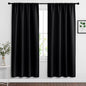 RYB HOME Blackout Curtains for Bedroom Living Room 63 inches Long, Thermal Insulated Privacy Rod Pocket Drapes for Nursery Office Home Theater, Width 34 by Length 63, Black, 2 Panels