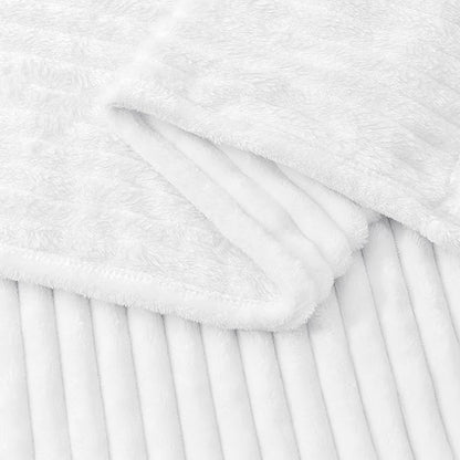 BEDELITE Fleece Blanket Twin Size – 3D Ribbed Jacquard Soft and Warm Decorative Fuzzy Blankets – Cozy, Fluffy, Plush Lightweight Throw Blankets for Couch, Bed, Sofa(White, 60x80 inches)