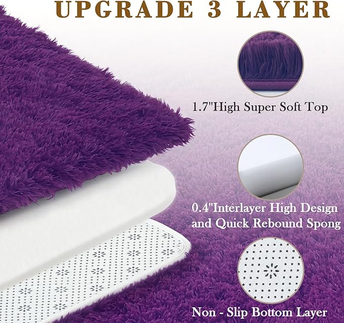 Rugs for Living Room 5x8, Alfombras para Salas Shag Large Plush Soft Area Rug, Shaggy Carpets for Bedroom, Kids Boys Girls Home Decor Aesthetic(Grape Purple, 5 x 8)