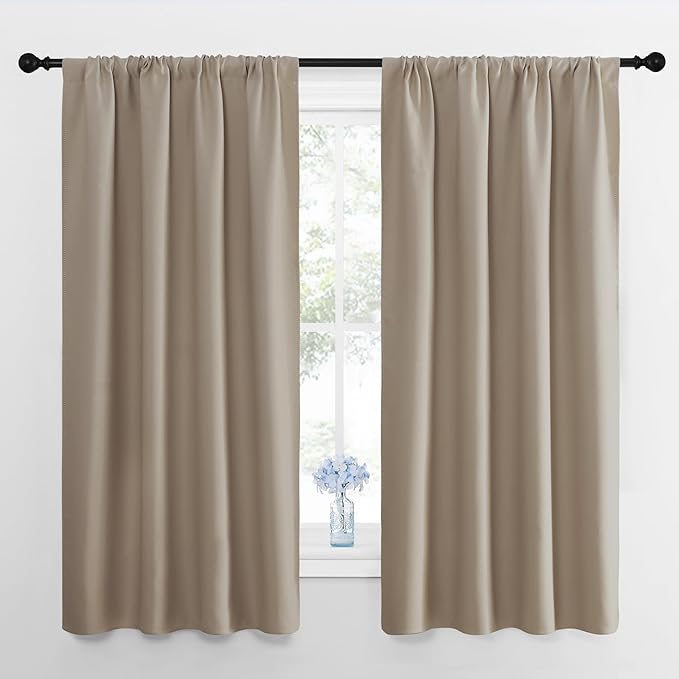 NICETOWN RV Blackout Curtains for Camper Windows, Taupe, 29" Wide by 50" Long, 2 PCs, Short Blackout Curtains & Drapes, Thermal Insulated Blackout Curtain Panels for Kids Room, Play Room