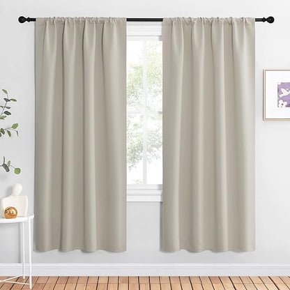 NICETOWN Blackout Curtains for Living Curtains, Room Darkening Window Curtain Panels, Easy-Care Solid Thermal Insulated Draperies/Drapes for Daughter Room (Natural, 2 Panels, 42 by 72)