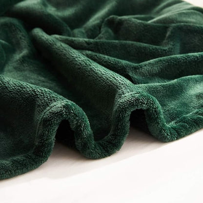 TASTHROW Large Flannel Fleece Throw Blanket, 50×70 Inch - Cozy Lightweight Thick Blanket - All Seasons Suitable for Women, Men and Kids (Two Pack, DarkGreen)