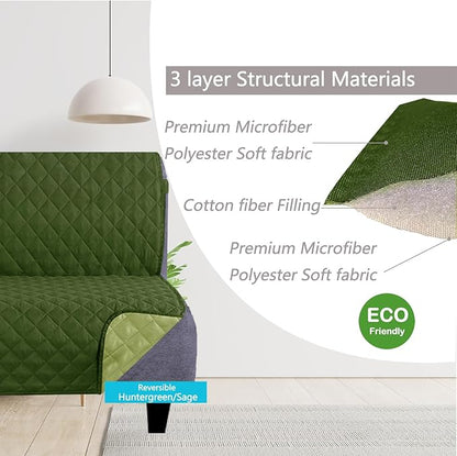 U-NICE HOME Futon Sofa Covers Reversible Sofa Slipcover Armless Cover Furniture Protector Couch Cover Water Resistant (Futon, Huntergreen/Sage)