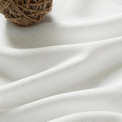 Linen Light Filtering Curtains 96 Inches Long 2 Panels Long Ivory Semi Sheer Linen Blended Window Curtains Back Tab Pocket Natural Off White Rustic Farmhouse Drapes for Living Room Bedroom 52X96