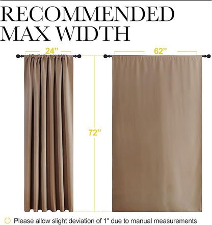 NICETOWN 2 Panels Blackout Curtains, Rod Pocket Window Curtains Room Darkning Drapes for Bedroom/Living Room, Thermal Insulated Solid Draperies for Home Office/Study, 62 by 72-Inch, Cappuccino