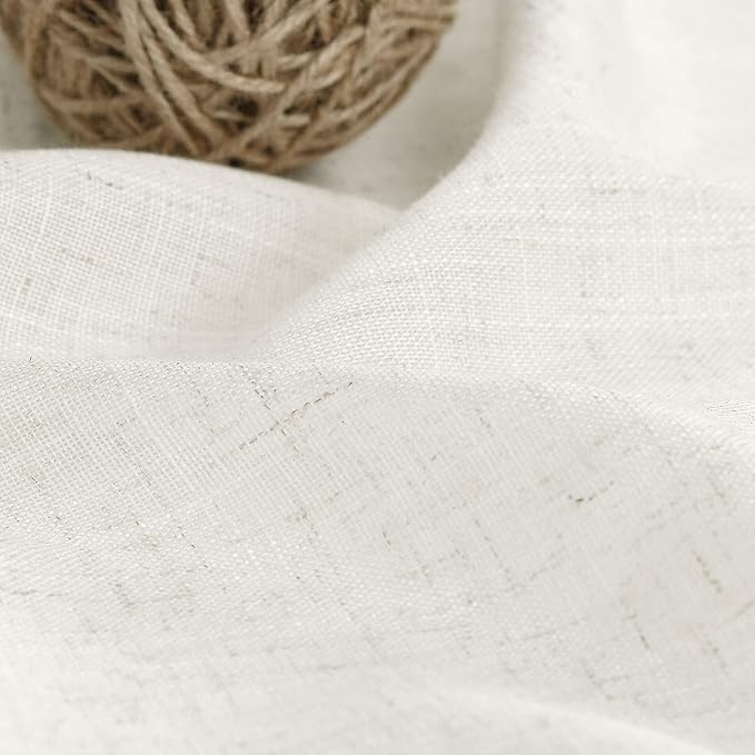 Cream Linen Curtains 84 Inch Length 2 Panels Back Tab Rod Pocket Semi Sheer Bedroom Curtains Light Filtering Country Closet Curtain Drapes Netural Farmhouse Window Panels for Living Dining Room 42x84