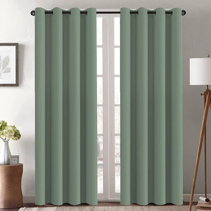 H.VERSAILTEX Blackout Curtain for Living Room Thermal Insulated Window Treatment Curtain Extra Long 96 inch Length Energy Saving Solid Grommet Top Blackout Drape, One Panel, Green Bay, 52" W x 96" L