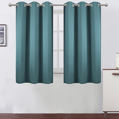 LEMOMO Sea Teal Thermal Blackout Curtains/38 x 54 Inch/Set of 2 Panels Room Darkening Curtains for Bedroom
