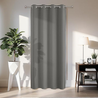 Joydeco Blackout Door Curtain for Doorway Privacy 78 Inches Long, Grommet Closet Curtain for Open Closet, Room Divider for Bedroom Living Room (Light Grey, 52Wx78L, 1 Panel)